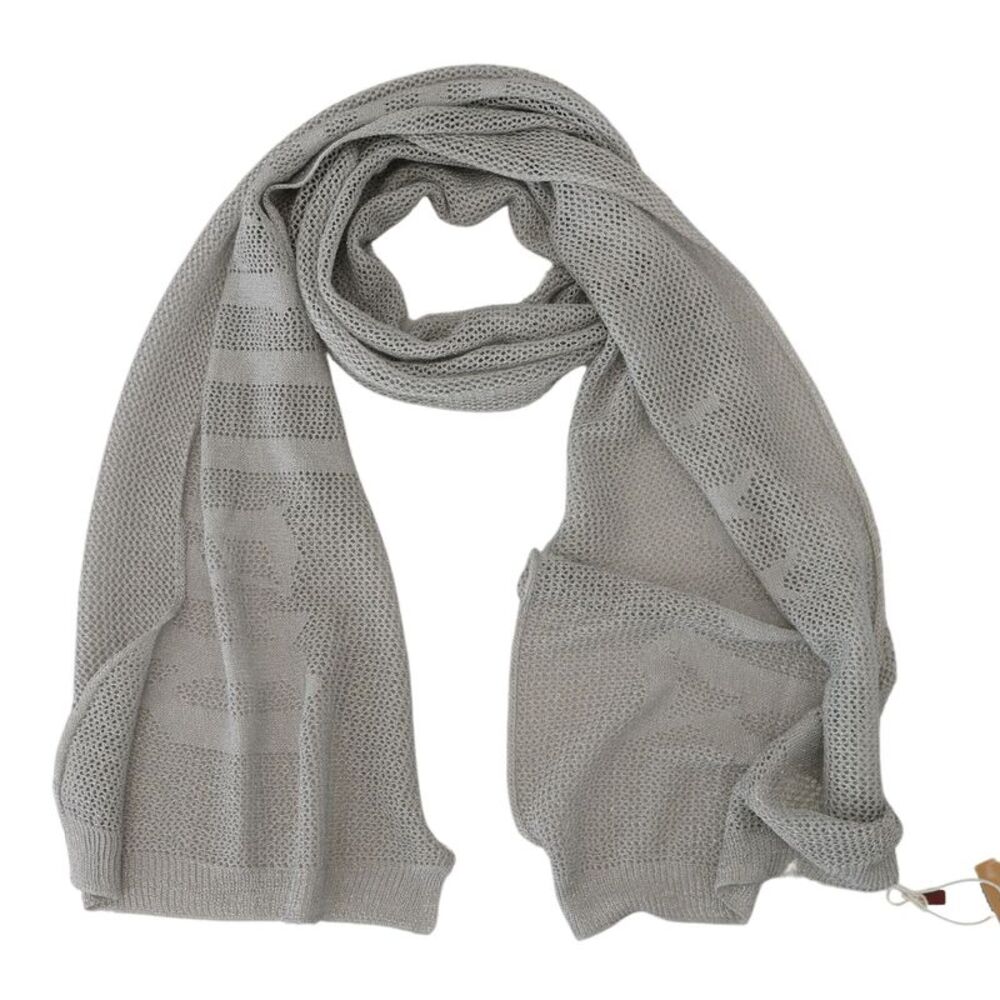 John Galliano Gray Logo Knitted Neck Wrap Shawl Foulard Women's Scarf